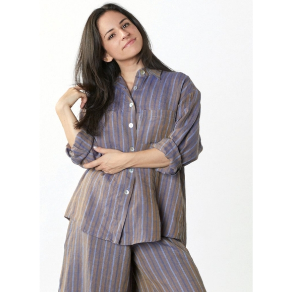 Bryn Walker Linen Button Down Shirt Burgundy Size X-Small - Picture 16 of 16